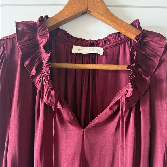 Doe & Rae Burgundy Ruffle Blouse - Picture 3 of 5